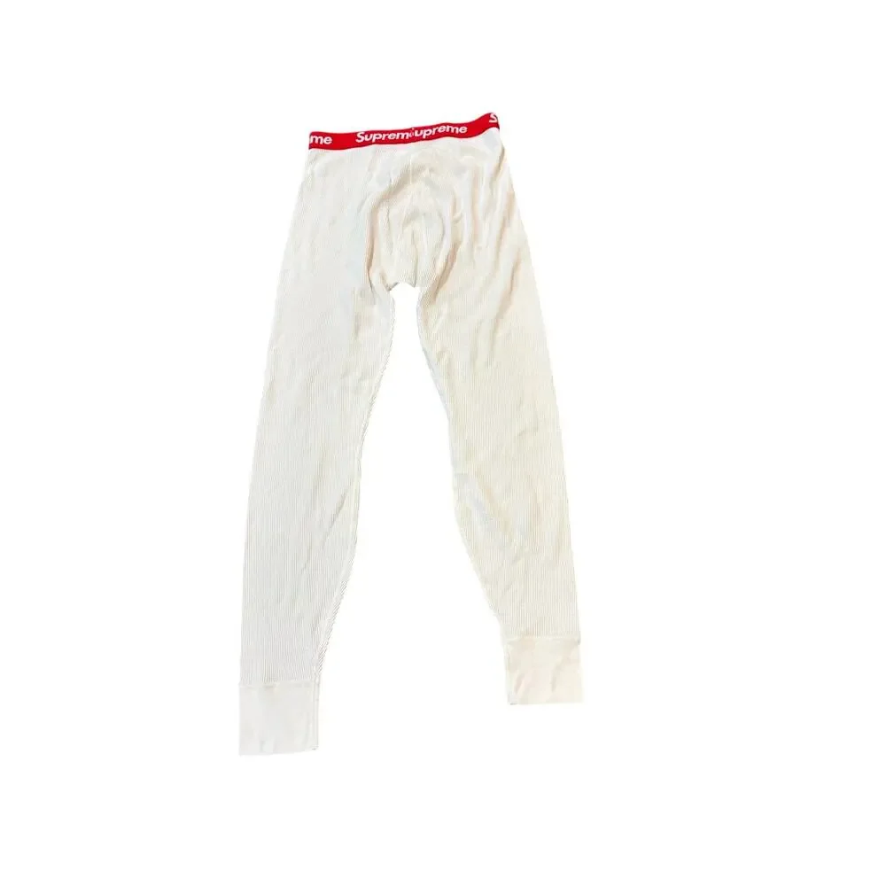 Supreme Hanes Thermal Pants Size Medium natural color